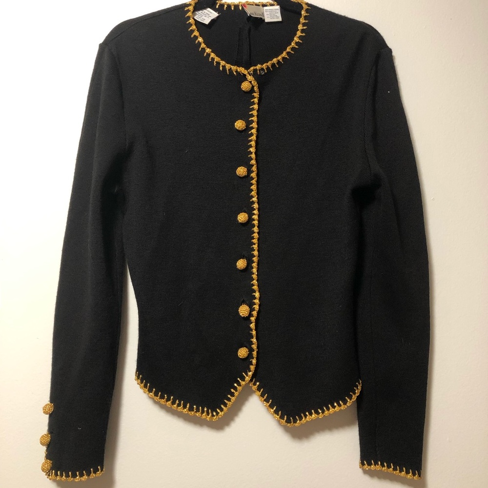 70s Anne Klein gold detailed sweater